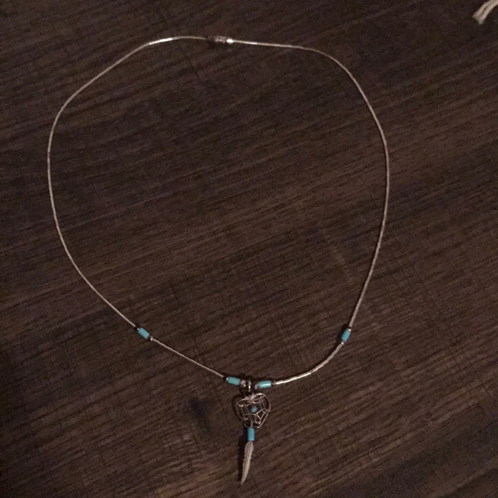 Silver and blue necklace. Southwestern inspired.
